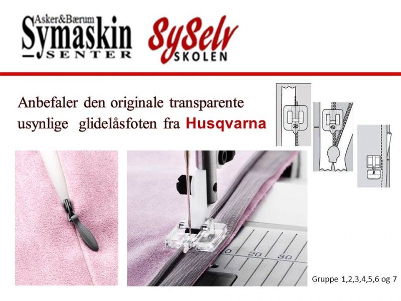 Husqvarna klar usynlig glidelåsfot